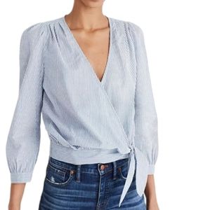 MADEWELL Wrap Top in Indigo Stripe